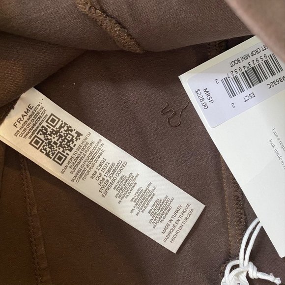 FRAME Jetset Crop COATED JEANS High-Rise Bootcut Brown - Picture 14 of 15